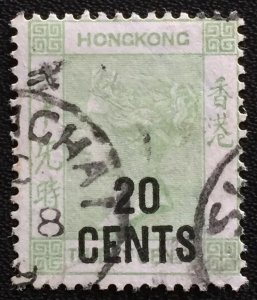 HONG KONG 1891 QV 20 CENTS on 30c SHANGHAI CDS SG#Z808 HK3750