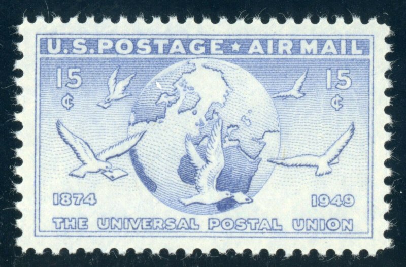 US Stamp #C43 Globe and Doves 15c, PSE Cert - XF-SUP 95 - MOGNH - SMQ $25.00