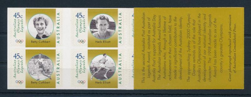 [74564] Australia 1998 Olympic Games Swimming Athletics Self Adh. Booklet MNH