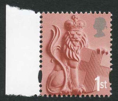 2001 England regional NVI 1st (without white borders) on dull original paper