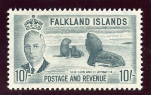 Falkland Islands 1953 KGVI 10s greenish grey (Heijtz 114b) MNH. SG 184 var.