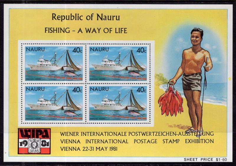 Nauru 230a Fishing Vessel Souvenir Sheet MNH VF