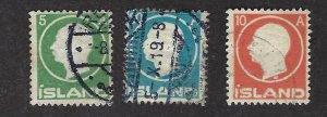 Iceland SC#91, 93-94 Used F-VF hr...Fill a spot!