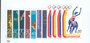 Liechtenstein #583-589/591-594 Mint (NH) Single (Complete Set) (Olympics)