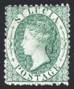 St Lucia 1863 6d Emerald Wmk CC Perf 12.5 SG 8 Scott 6 LMM/MLH Cat £225($276)