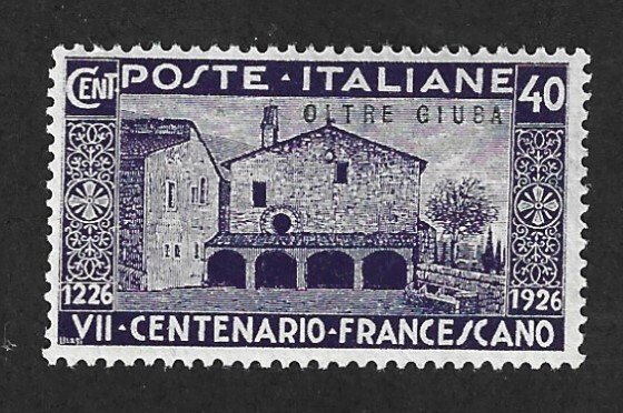 OLTRE GIUBA Scott 25 Mint 40c O/P St Francis of Assisi stamp 2019 CV $2.50