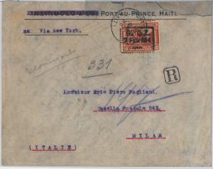 58622 - HAITI - POSTAL HISTORY: GENERAL ORESTE ZAMOR overprint on COVER to ITALY