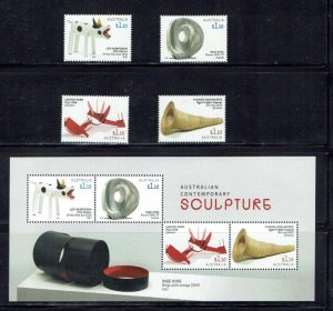 Australia: 2021, Contemporary Sculpture, Gummed set+ M/Sheet, MNH