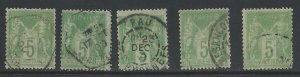 France - 1898 Peace and Commerce 5c Type I tinted paper - SG282