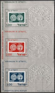 Israel 1974 Stamps Exhibition Coins Jerusalem 73 3 S/S MNH