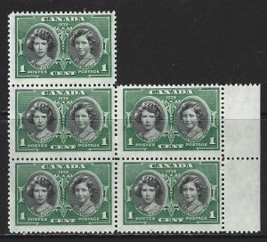 CANADA - #246 - 1c ROYAL VISIT BLOCK OF 5 MNH