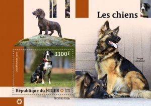 Niger - 2019 Dogs on Stamps - Stamp Souvenir Sheet - NIG190105b