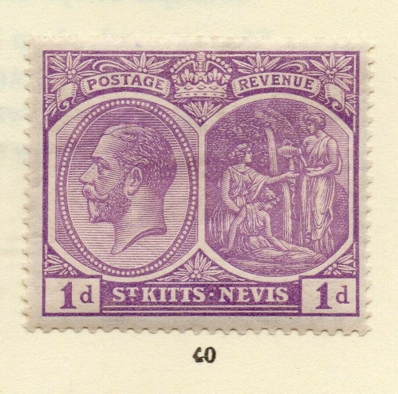 St Kitts Nevis 1920s Early Issue Fine Mint Hinged 1d. NW-170450 