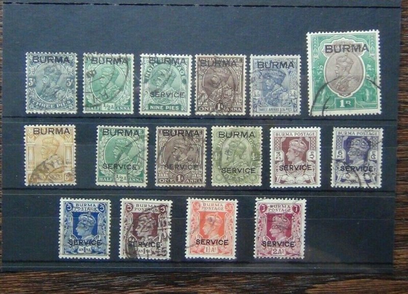 Burma 1937 values to 1r + some service issues Used 