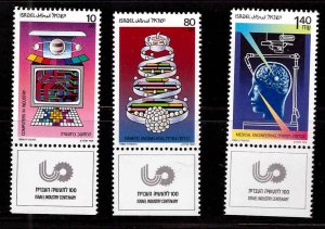 ISRAEL Scott 979-981 MNH**  Technology stamp set with tabs
