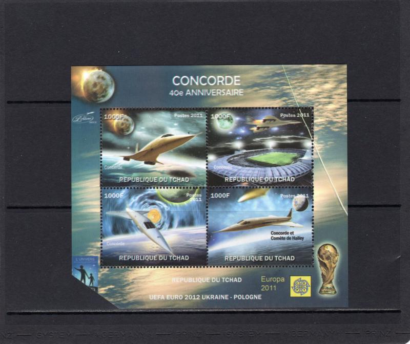 Chad 2011 Concorde 40th.Anniv/World Cup Football/Halley's Comet MAJOR ERROR !!!