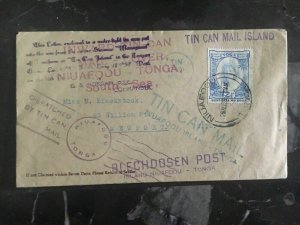 1938 Niuafoou Tonga Toga Tin Can Canoe Mail Cover to Newport
