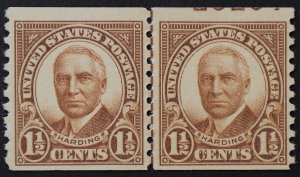 U.S. Mint Stamp Scott #686 1 1/2c Harding Line Pair w/ Plate #. VF. NH. Choice!