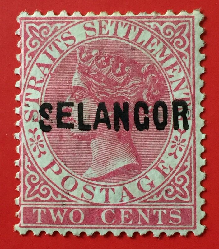 Malaya SELANGOR 1884 opt Straits Settlements QV 2c Wide E & A MH SG#25 M4498