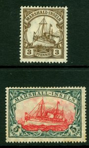 German Colonies - MARSHALL ISLANDS 1916 Kaiser's YACHT set Sc# 26-27 mint MH