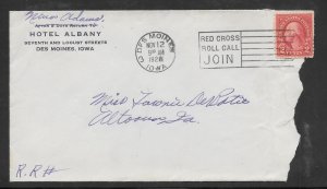 Just Fun Cover #634 on Des moines IOWA NOV/12/1928 RED CROSS Cancel (my4369)