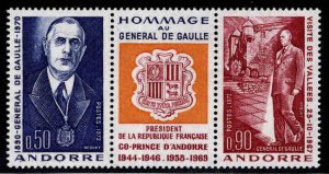 Andorra (French ) Scott 217-218a  MNH** Charles de Gaulle strip