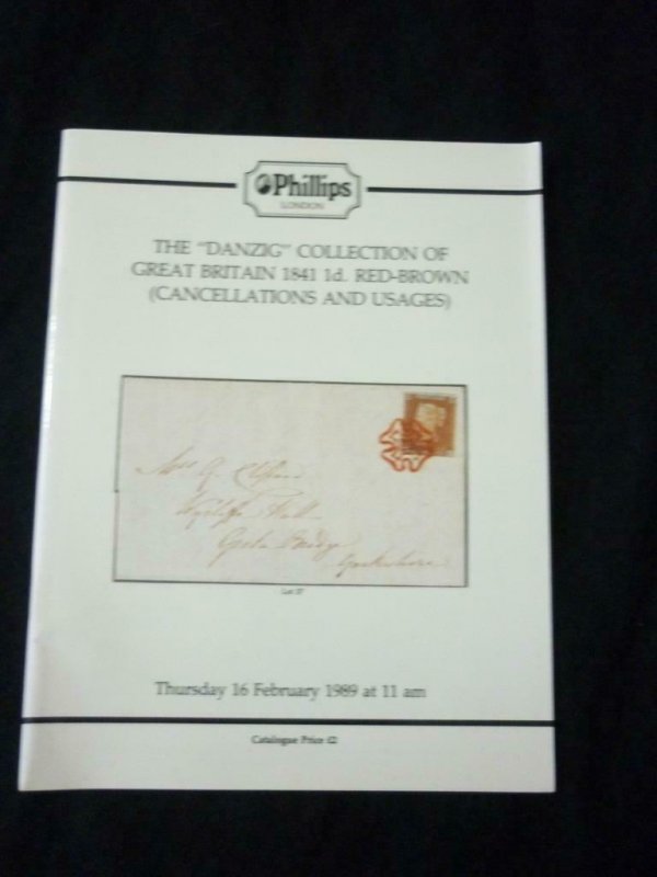 PHILLIPS AUCTION CATALOGUE 1989 GB 1841 1d RED BROWN 'DANZIG' COLLECTION