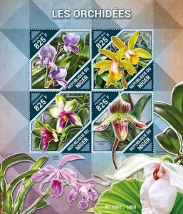 NIGER - 2015 - Orchids - Perf 4v Sheet - Mint Never Hinged