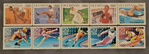 Scott # 2496-2500 2611-2615 - Strip Of 5 - Olympics - MNH -1990/1