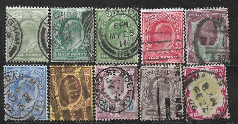 COLLECTION LOT OF 10 GREAT BRITAIN 1902+ KE7 STAMPS CV+ $144