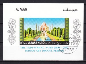 Ajman, Mi Cat. 181, BL14. Taj Mahal s/sheet. Canceled.^