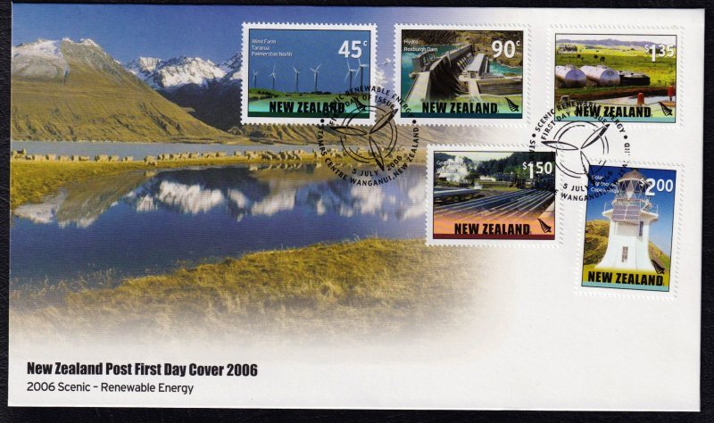 New Zealand 2006 Renewable Energy First Day Cover FDC SC 2071-2075