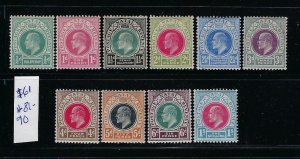 NATAL SCOTT #81-90 1902-03 EDWARD VII WMK 2-PERF 14-  MINT HINGED/LIGHT HINGED