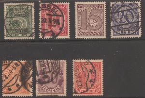 Germany Local Official Stamps OL9-OL15 Used F-VF