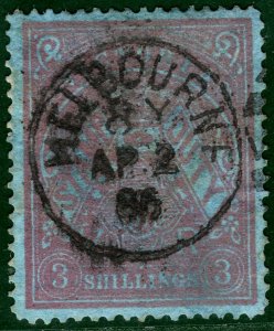 Australia VICTORIA Postal Fiscal SG259 3s (1884) Used 1886 CDS Cat £85+ CBLUE128