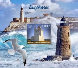 Central Africa - 2019 Icelandic Lighthouses - Stamp Souvenir Sheet - CA190606b