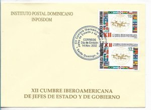 DOMINICAN REPUBLIC 2002 XII SUMMIT OF IBERO-AMERICAN HEADS OF STATE MAPS FLAGS