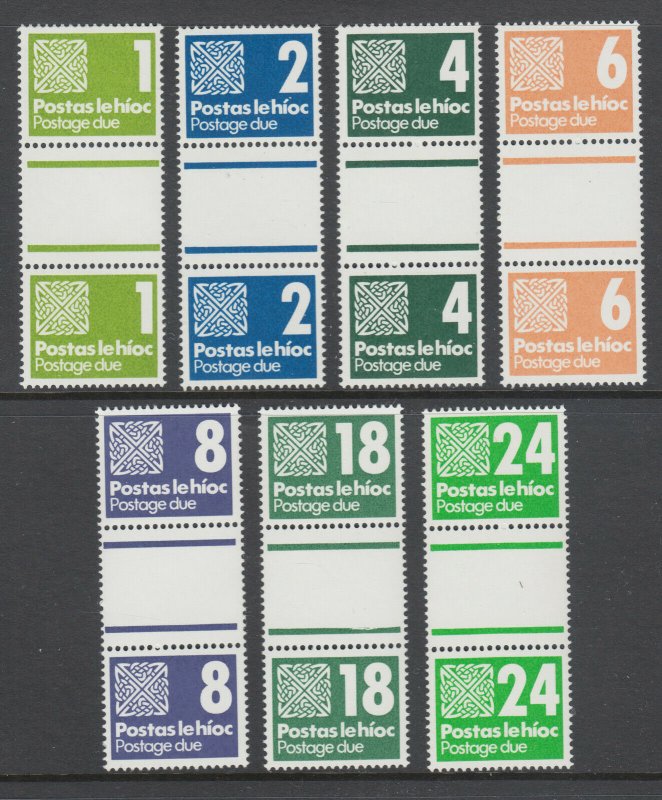 Ireland Sc J28-J34 MNH. 1980-85 Postage Dues, short set of gutter pairs, VF