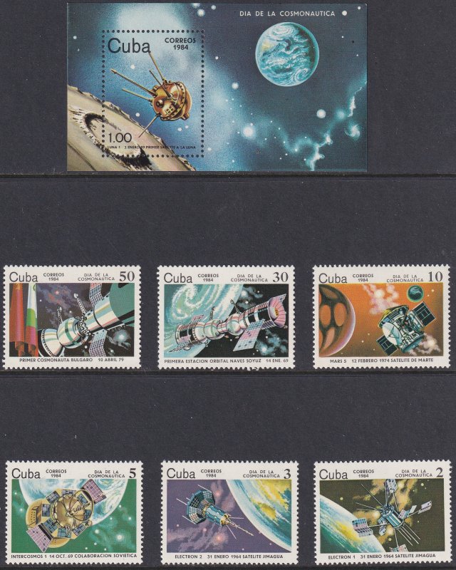 Sc# 2693 / 2699 Cuba 1984 Cosmonauts' Day full set + S/S MNH CV: $7.85