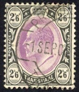 Transvaal 1902 SG.253 2s6d magenta and black wmk Crown CA VFU cat 20 pounds