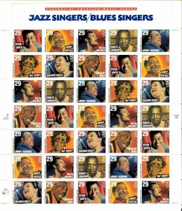 Scott 2861a, 29c Jazz/Blues Singers, 35 stamps, PL#P11111, MNH Beauty, CV $55