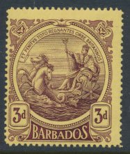 Barbados SG 186a  SC# 132  MLH  thick paper  Seal of the Colony see scans and...