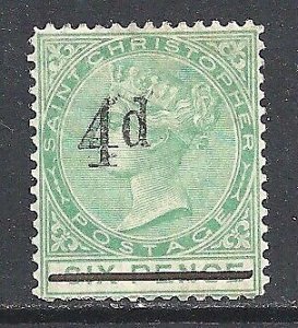 SAINT CHRISTOPHER 1886 4d on 6d green hinged mint - 87798