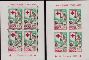 Togo French Colony 1959 Semi-Postals Perf+IMPERF. RED CROSS  Scott B12a-B14a