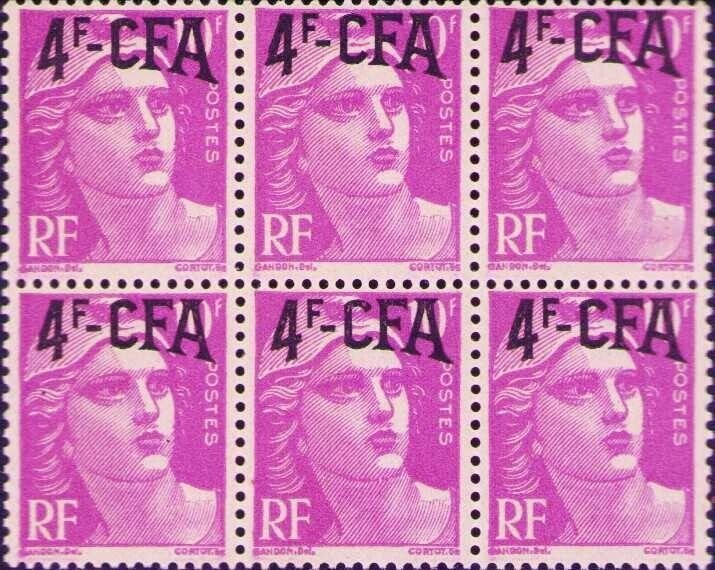 Reunion France, Scott 276, Block of 6 MNH  4F CFA