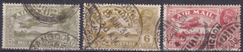 India #C3-4, C6 F-VF Used With Burma Cancels  CV $20.50 (Z4145)