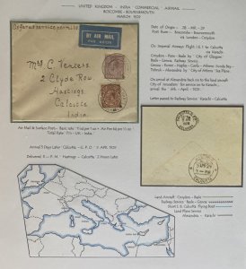 1929 England First Flight Airmail Cover  To Calcutta India Imperial Airways