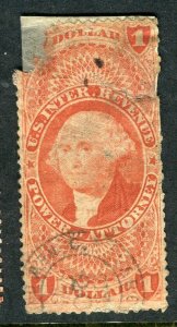 USA; 1870s classic early Washington Revenue issue used $1. value