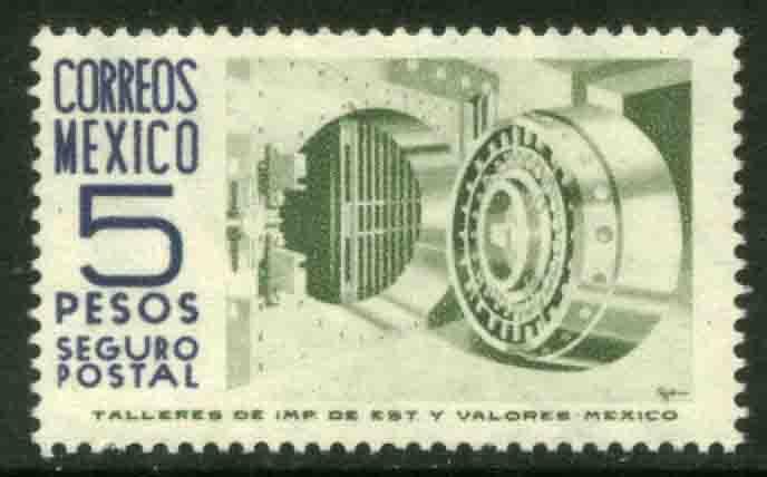 MEXICO G18 $5Pesos 1950 Definitive 2nd Printing wmk 300 MINT, NH. VF.