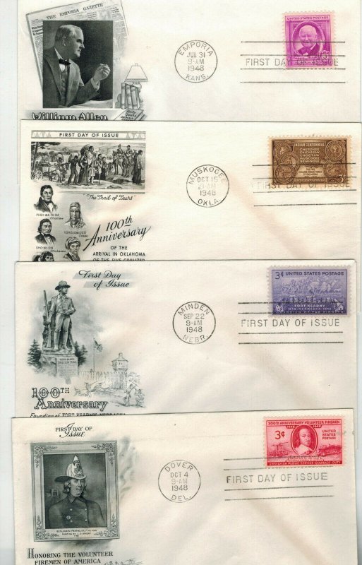 COMPLETE 1948 ARTCRAFT COMMEMS. FDCs SET OF 30 CLEAN + UNADDRESSED! 